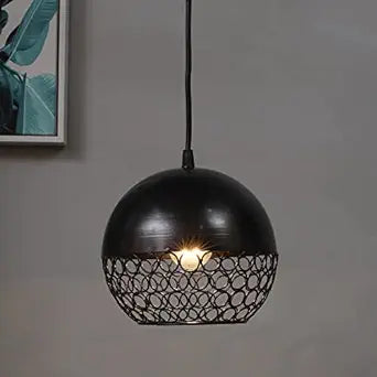 Matt black Crystal hanging globe light, ceiling light, Nordic E27 pendant