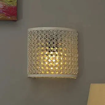 Crystal French Wall Sconce Lamp, Decorative Door Light, Matt Black and Crystal