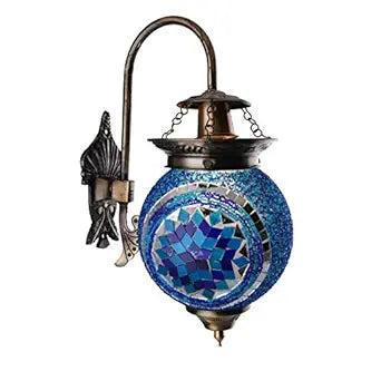Antique Turkish Mosaic Heritage Style Wall Lamp, Glass Wall Bracket