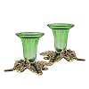 Antique Gold Candle Stand Grapevine, Diya Holder, Set of Two