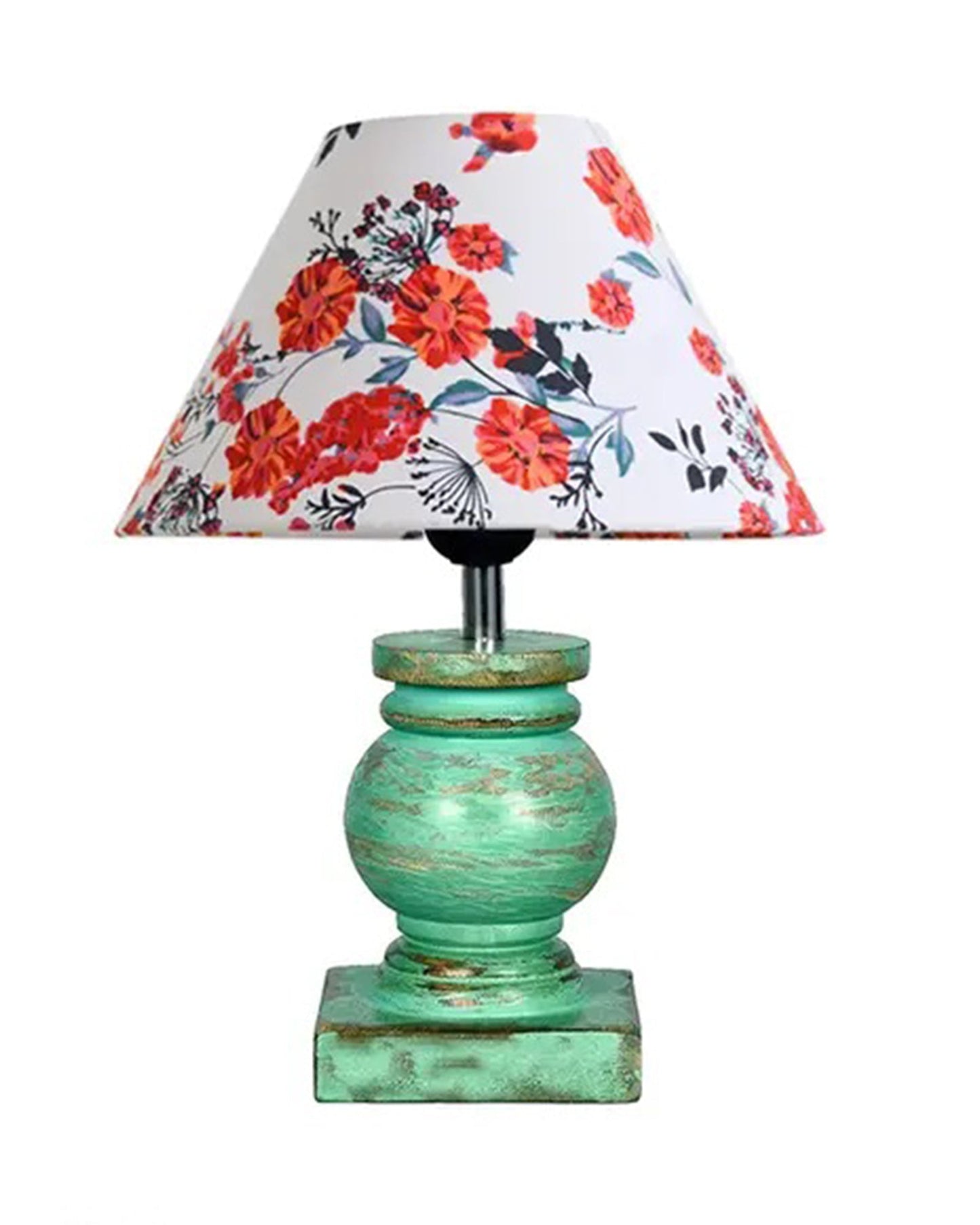 Small Table Lamp for Bedroom Green Distress Living Room Simple Retro Wood Grain Farmhouse Bedside Lamps Suitable for Nightstand, Gift, Trophy, Jute Shade