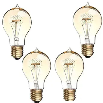 Filament A19 Vintage Edison Light Bulb, Quad-Loop Antique hanging light, E27 Base