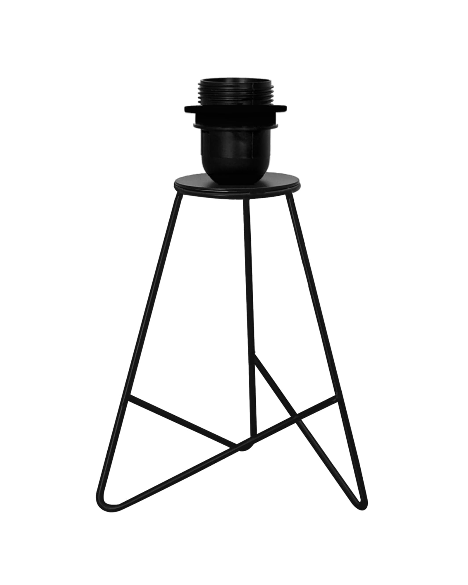 Homesake® Retro Matt Black Table Lamp, Iron Tripod Base, E27 Bulb Holder, Lamps for Bedroom, Bedside, Living Room, Study, Desk, Warm Night Lamp, Light, Pleated Fabricc