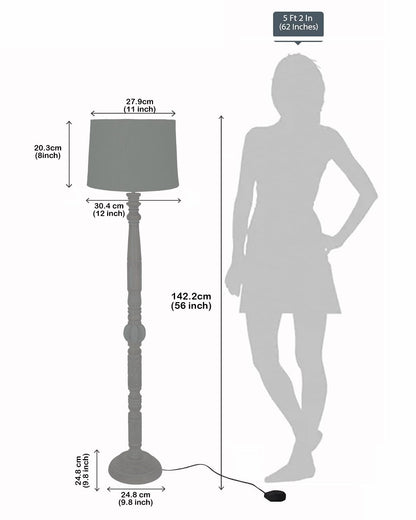 Royal Carving Antique Algae finish wooden floor lamp with Shade