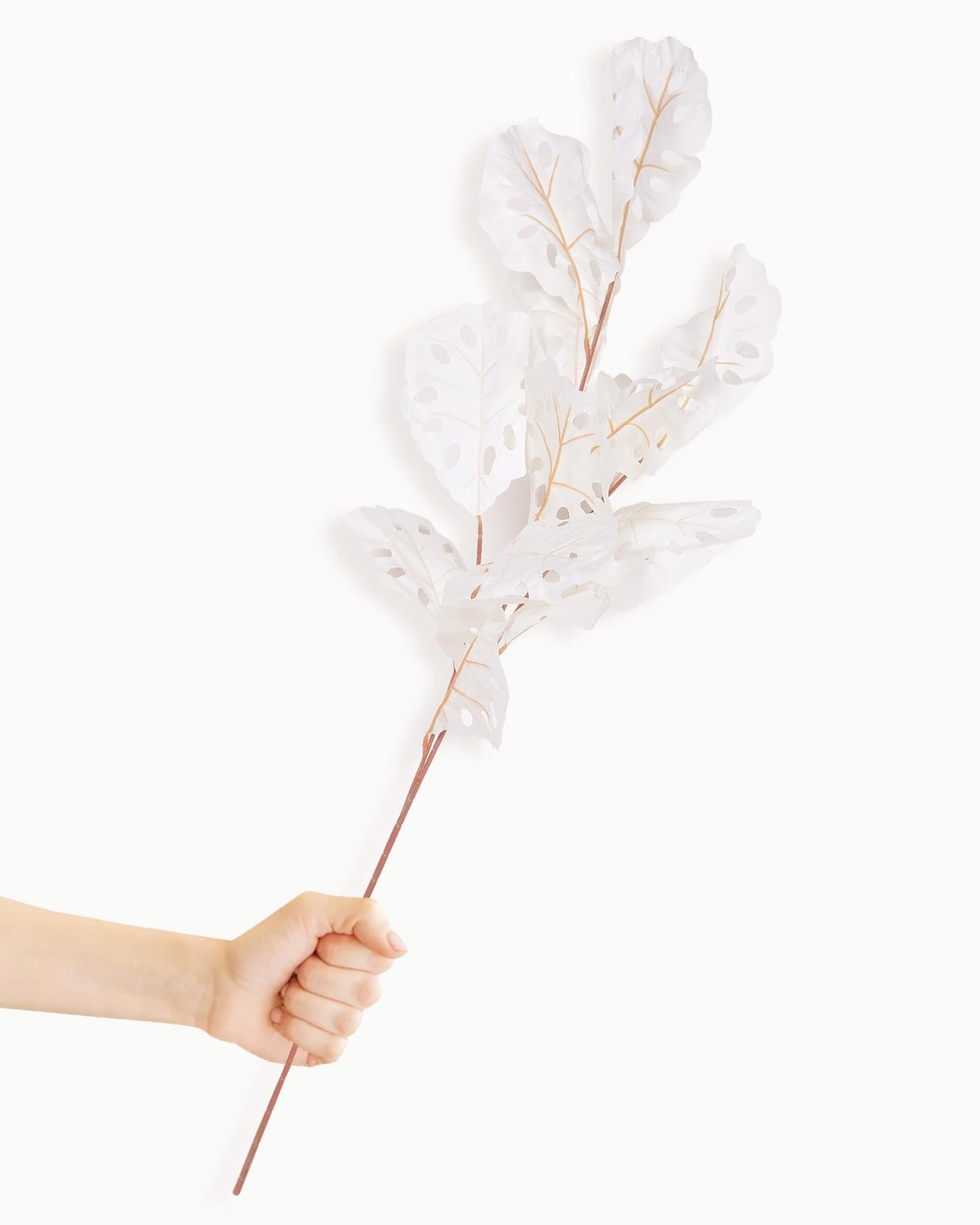 Homesake® Faux Long Monstera Leaf Stems, Set of 2 Artificial Branches with 5 Sticks Each, Pot Not Included, Decorative Plant for Vase, Tabletop, Living Room, Home Décor, Green