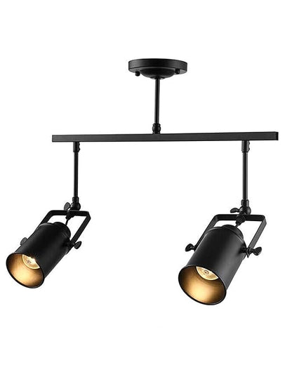 Industrial 2-Light Track Lighting Kit, Black Flush Mount Wall/Ceiling Spot Lights Fixture, Directional Ceiling Light for Kitchen,Dining Room, Living Room, Hallway, Bathroom, Cabinet