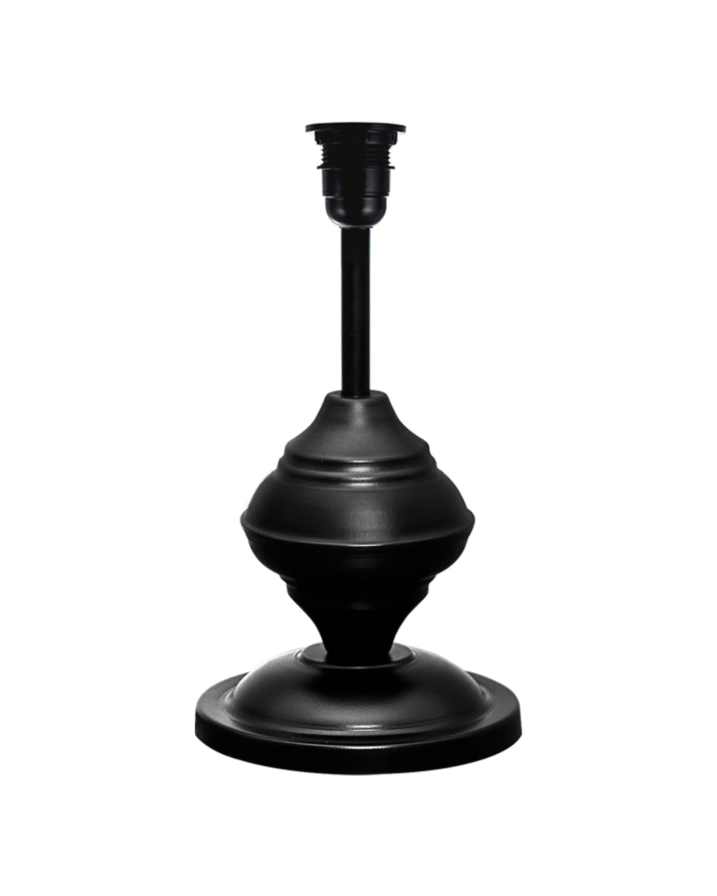 Bedside Black Metal Table Lamp with Fabric Shade, E27 holder, Urn, Pleated Jute Shade