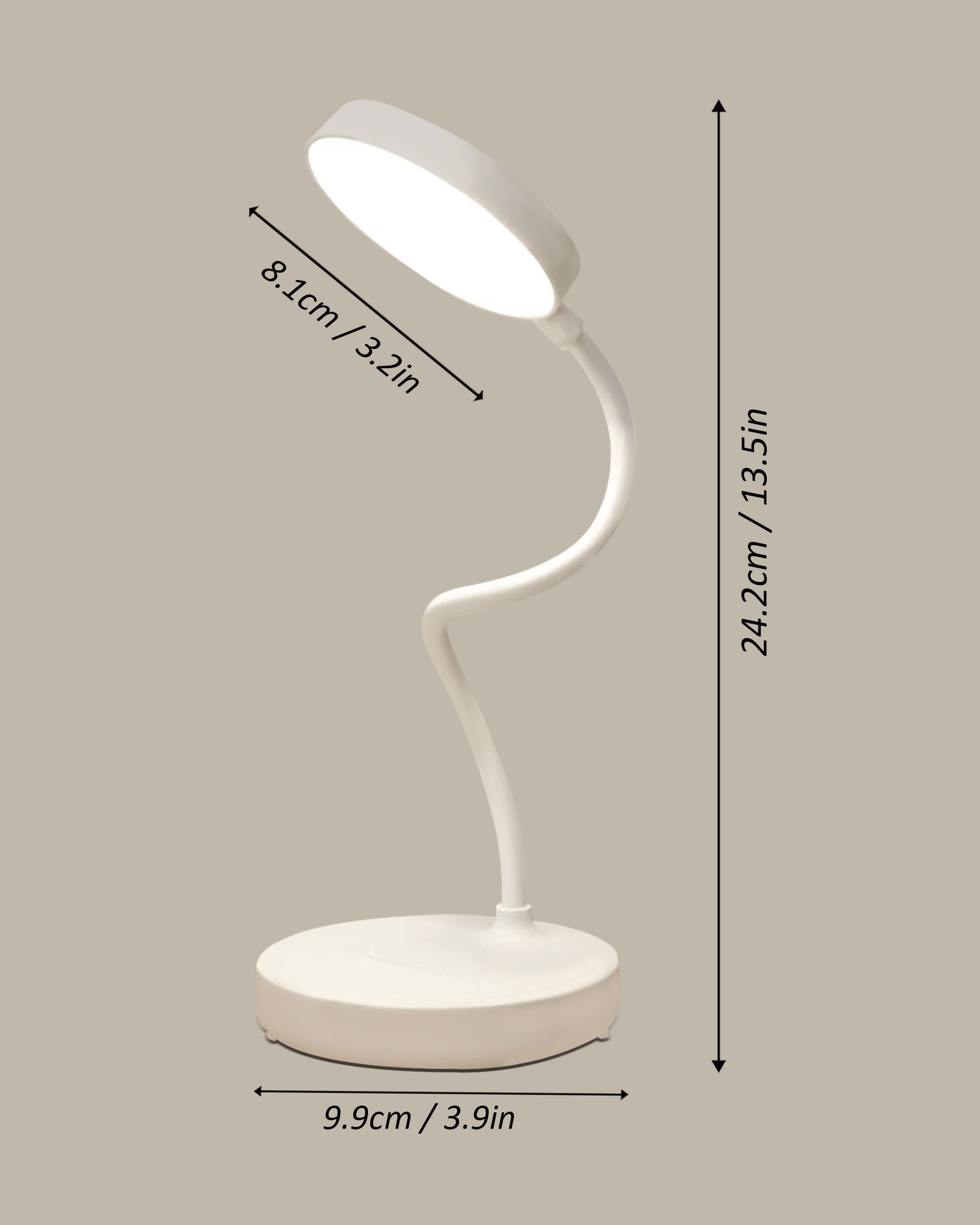 Desk Lamp Rechargeable Battery Operated 3 Level Brightness Study Table Lamp for Students, Study Lamp for Office Table, Night Light for Study Room | Reading Light with Mobile Stand, White