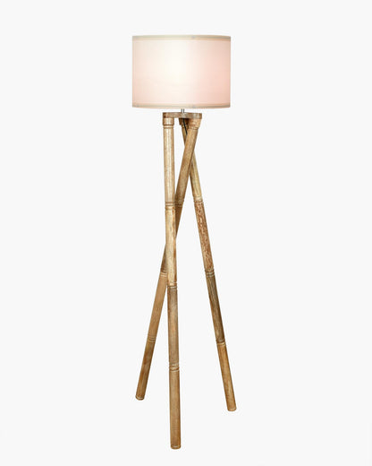 Cross-leg Wood Tripod Floor Lamp, Mid Century Standing Lamp, E27 Lamp Base, With Shade Modern Design Floor Reading Lamp for Living Room Bedroom, Study Room and Office