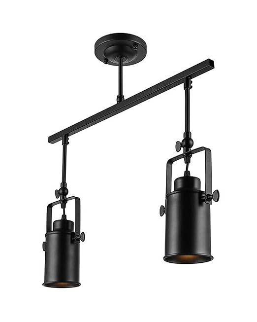 Industrial 2-Light Track Lighting Kit, Black Flush Mount Wall/Ceiling Spot Lights Fixture, Directional Ceiling Light for Kitchen,Dining Room, Living Room, Hallway, Bathroom, Cabinet
