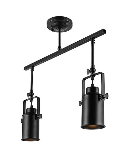 Industrial 2-Light Track Lighting Kit, Black Flush Mount Wall/Ceiling Spot Lights Fixture, Directional Ceiling Light for Kitchen,Dining Room, Living Room, Hallway, Bathroom, Cabinet