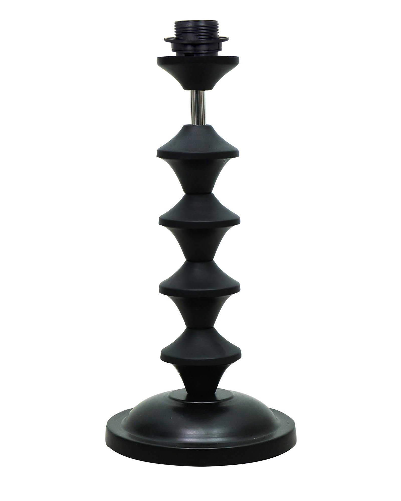 Black Metal Table Lamp with Fabric Shade, B22 holder, Pillar