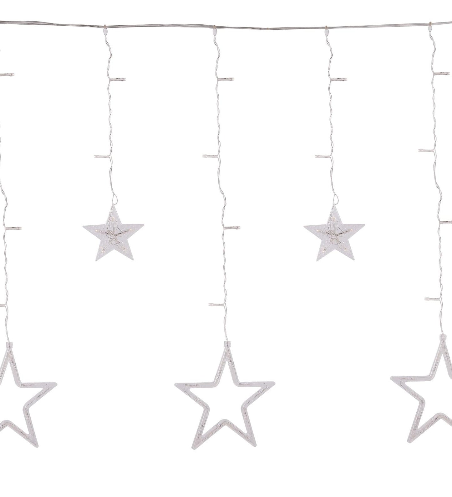 Homesake® 12 Stars Curtain String Lights Window Curtain Lights with 8 Flashing Modes Diwali Lights for Decoration Home, Festive Decor, Fairy Lights for Room Decoration (2.5 M Pack of 1)-2 pin Plug