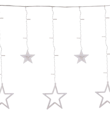 Homesake® 12 Stars Curtain String Lights Window Curtain Lights with 8 Flashing Modes Diwali Lights for Decoration Home, Festive Decor, Fairy Lights for Room Decoration (2.5 M Pack of 1)-2 pin Plug