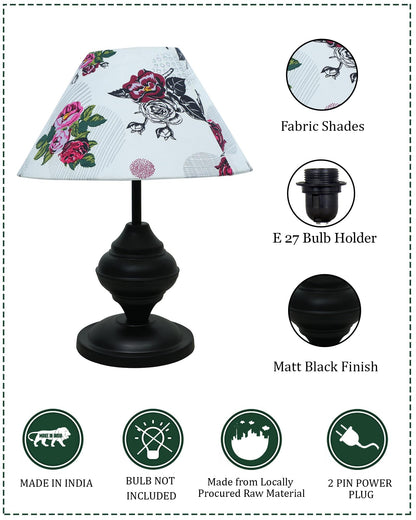 Black Metal Table Lamp | for Living Room | Modern Bedside Light with Pleated Shade | Decorative Night Lamp for Bedroom, Study, Office | Home Decor Lighting, E27 holder, Urn