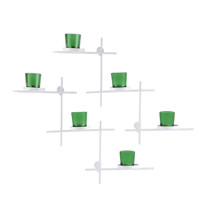 Homesake® White Scorching Ladder with Six Votive Blue, Wall Hanging Candle Tealight Holder, Set of 2