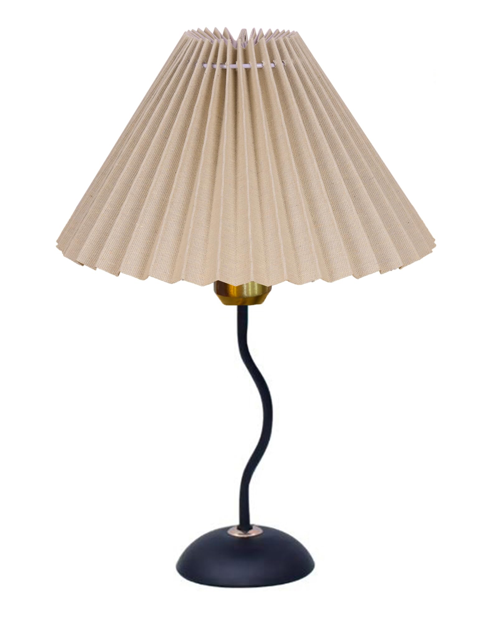 Homesake® Matt Black Twister Small Table Lamp, Modern Bedside Nightstand, Lamps | Desk Accessories | Metal Base for Bedroom, Home Office, Living Room, Kids Dorm, E27 Holder, Pleated
