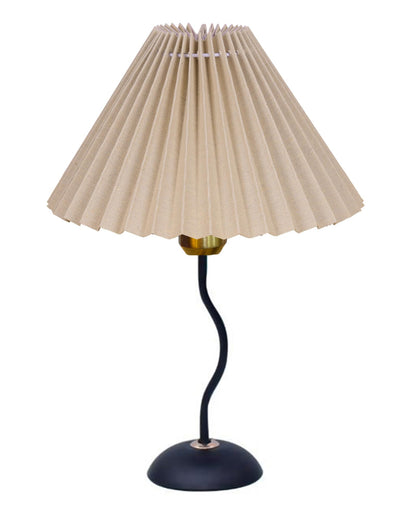 Homesake® Matt Black Twister Small Table Lamp, Modern Bedside Nightstand, Lamps | Desk Accessories | Metal Base for Bedroom, Home Office, Living Room, Kids Dorm, E27 Holder, Pleated