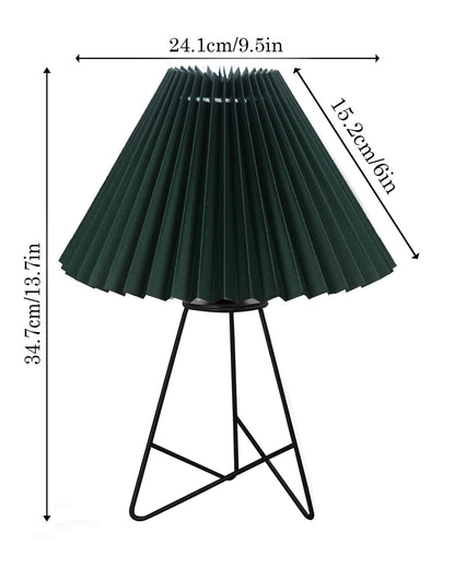 Homesake® Retro Matt Black Table Lamp, Iron Tripod Base, E27 Bulb Holder, Lamps for Bedroom, Bedside, Living Room, Study, Desk, Warm Night Lamp, Light, Pleated Fabricc