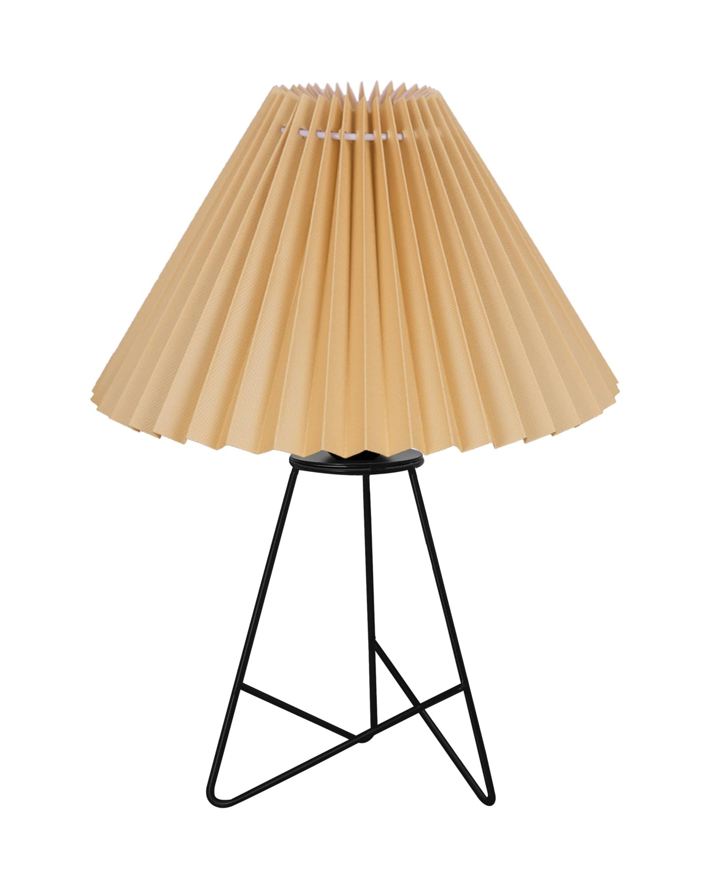 Homesake® Retro Matt Black Table Lamp, Iron Tripod Base, E27 Bulb Holder, Lamps for Bedroom, Bedside, Living Room, Study, Desk, Warm Night Lamp, Light, Pleated Fabricc