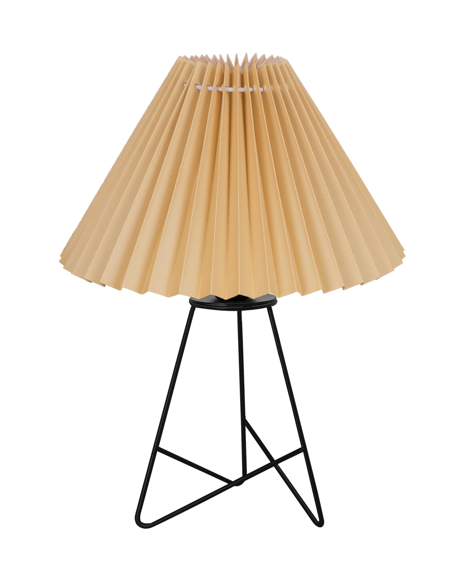 Homesake® Retro Matt Black Table Lamp, Iron Tripod Base, E27 Bulb Holder, Lamps for Bedroom, Bedside, Living Room, Study, Desk, Warm Night Lamp, Light, Pleated Fabricc