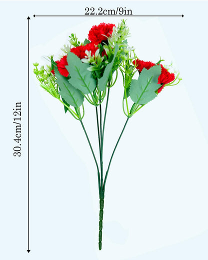 Homesake® Artificial Carnation Flowers with Greenery, Faux Floral Bouquet for Home Decor, Table Centerpiece, Living Room, or Gift, Pot Not Included, Realistic Silk Flowers Arrangement, Yellow