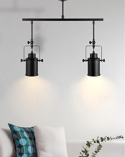 Industrial 2-Light Track Lighting Kit, Black Flush Mount Wall/Ceiling Spot Lights Fixture, Directional Ceiling Light for Kitchen,Dining Room, Living Room, Hallway, Bathroom, Cabinet