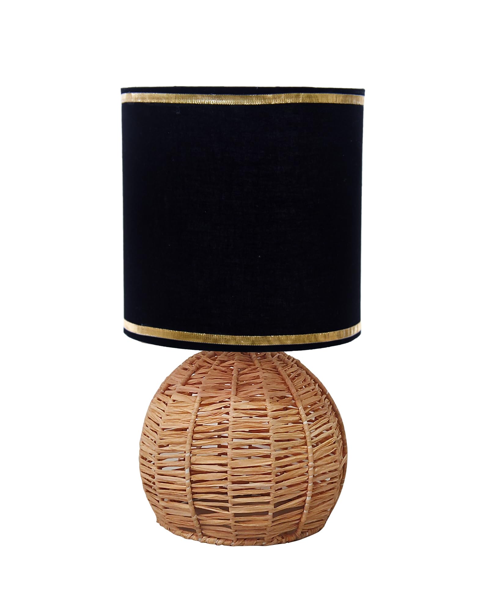 Homesake® Shade Rattan Table Lamp for Bedroom & Living Room, Natural Wicker Bedside Lamp for Bedroom, Living Room & Home Décor, E27 Holder, Livra, Scandinavian, Minimal Style Lighting (Round, Jute)
