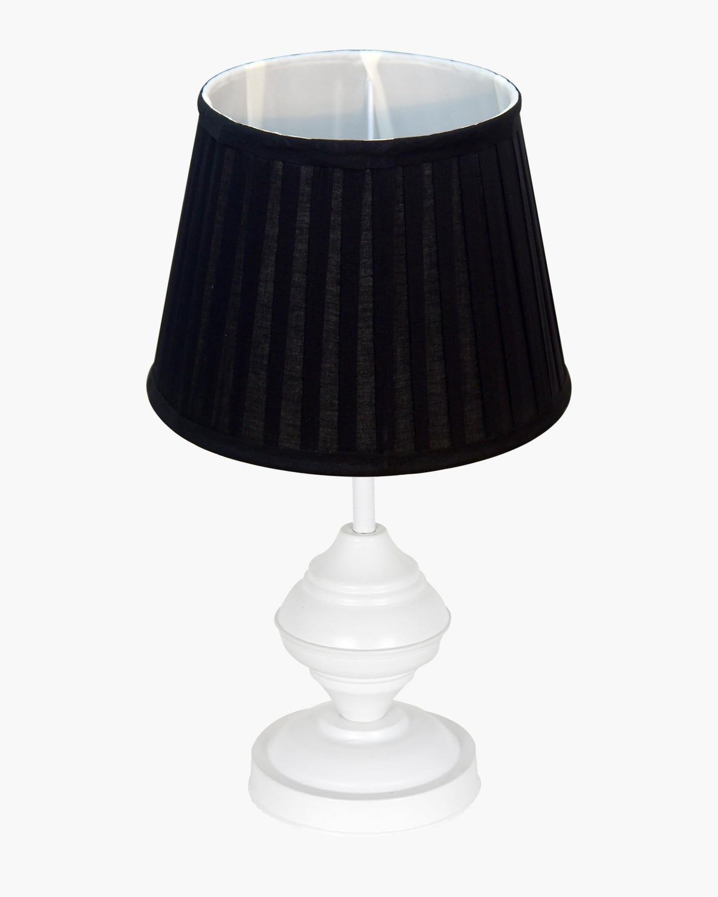 Farmhouse Matt Table Lamp for Bedroom, White Modern Bedside Lamps for Living Room, Rustic Table Light for Night Stands, Dorm, Office, Home Décor Fabric Shade, E27 holder, Urn, Iris Cone