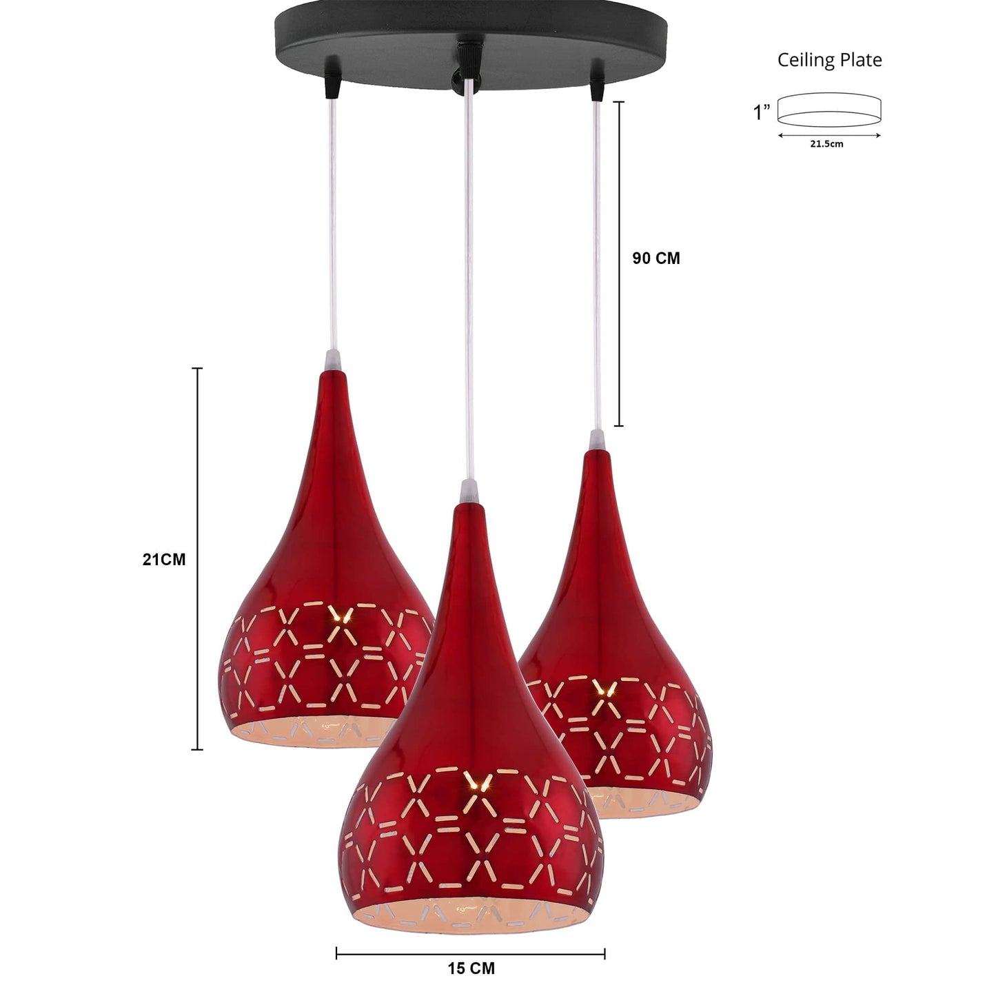 Homesake® 3-Lights Cluster With Glossy Spining Cross-Cut Hanging pendant Lamp, Ceiling Light, E27 Holder, Decorative, White, URBAN Retro, Nordic Style, LED/Filament ( 3-Lights Round)