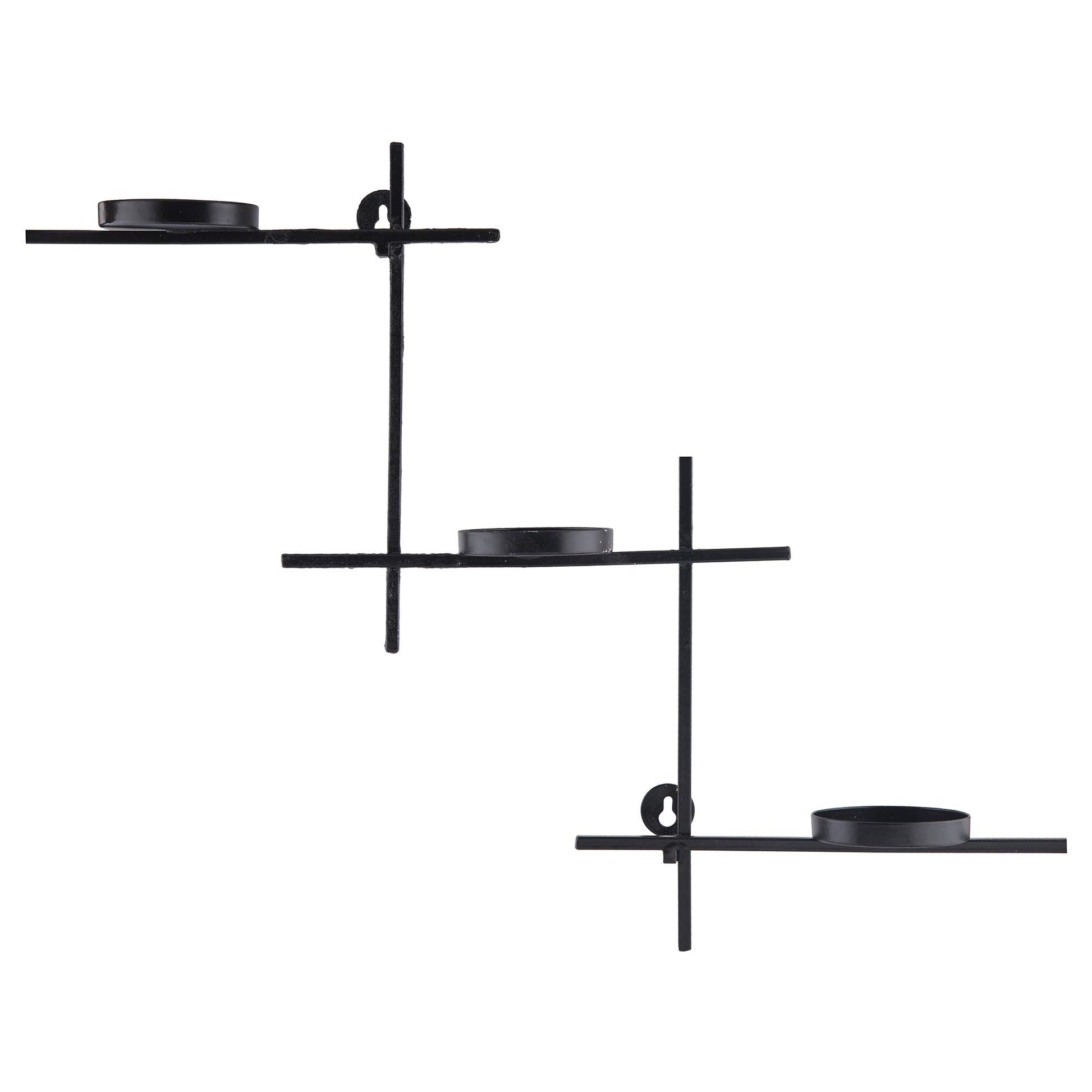 Homesake® White Scorching Ladder with Six Votive Blue, Wall Hanging Candle Tealight Holder, Set of 2