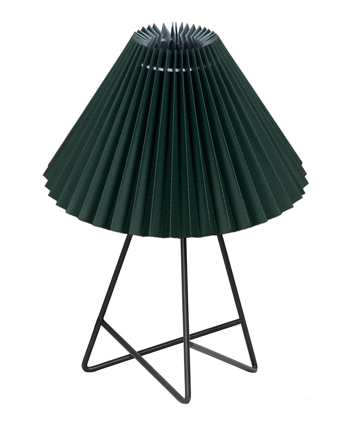 Homesake® Retro Matt Black Table Lamp, Iron Tripod Base, E27 Bulb Holder, Lamps for Bedroom, Bedside, Living Room, Study, Desk, Warm Night Lamp, Light, Pleated Fabricc