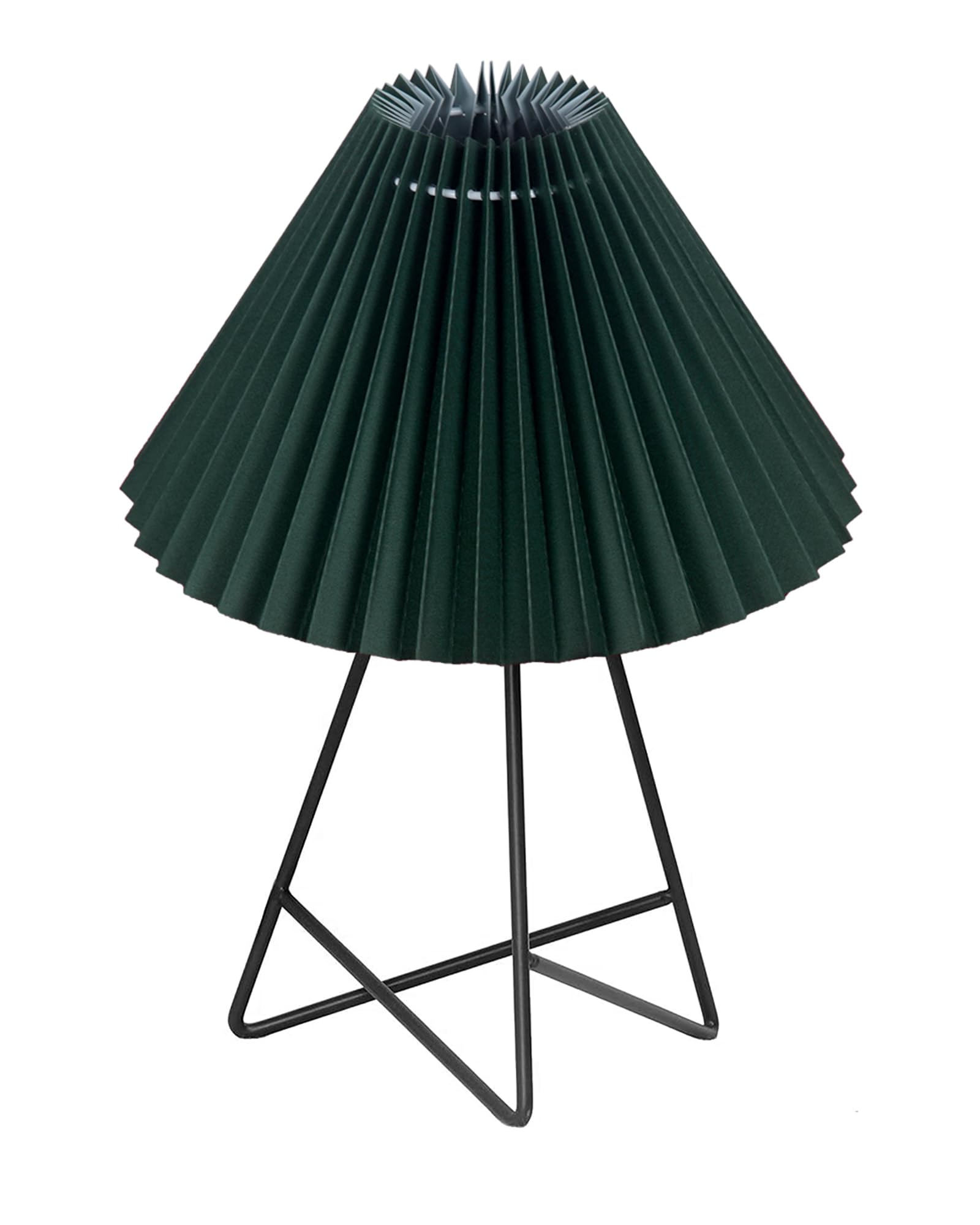 Homesake® Retro Matt Black Table Lamp, Iron Tripod Base, E27 Bulb Holder, Lamps for Bedroom, Bedside, Living Room, Study, Desk, Warm Night Lamp, Light, Pleated Fabricc