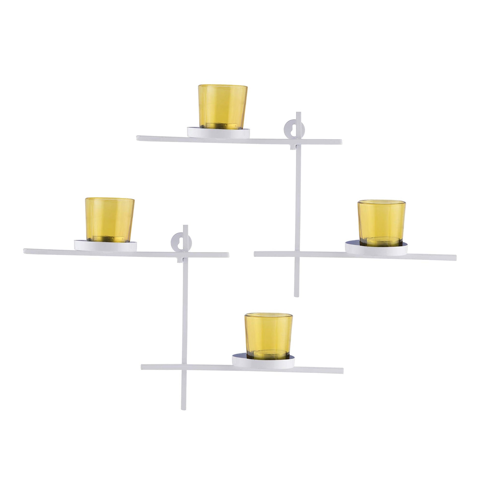 Homesake® White Scorching Ladder with Pair of Votive Red Wall Hanging Candle Tealight Holder, Set of 2