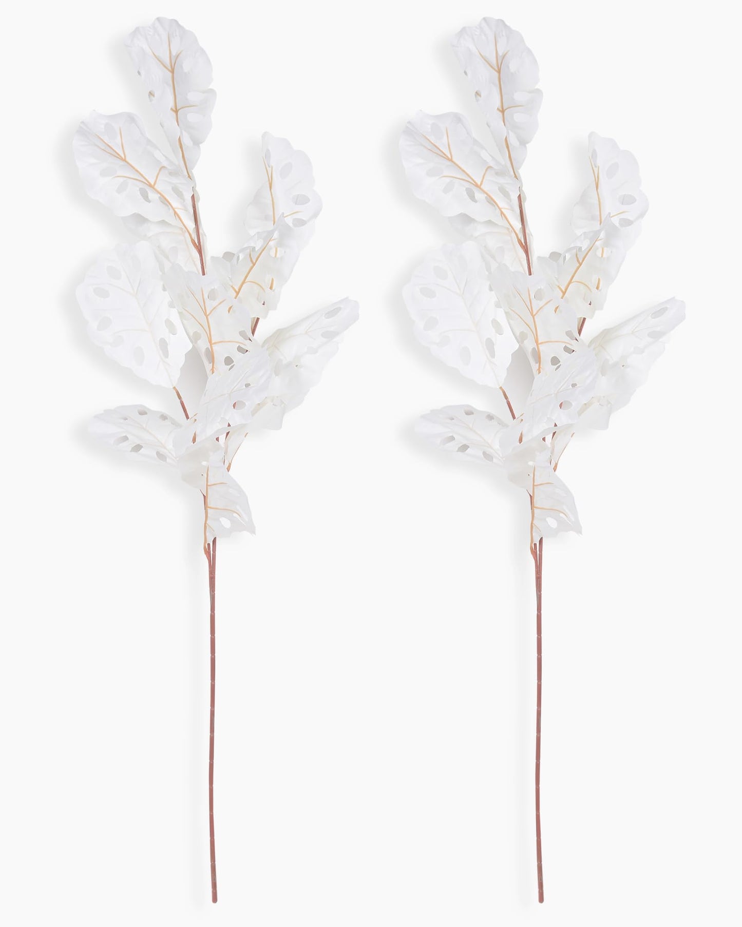 Homesake® Faux Long Monstera Leaf Stems, Set of 2 Artificial Branches with 5 Sticks Each, Pot Not Included, Decorative Plant for Vase, Tabletop, Living Room, Home Décor, Green