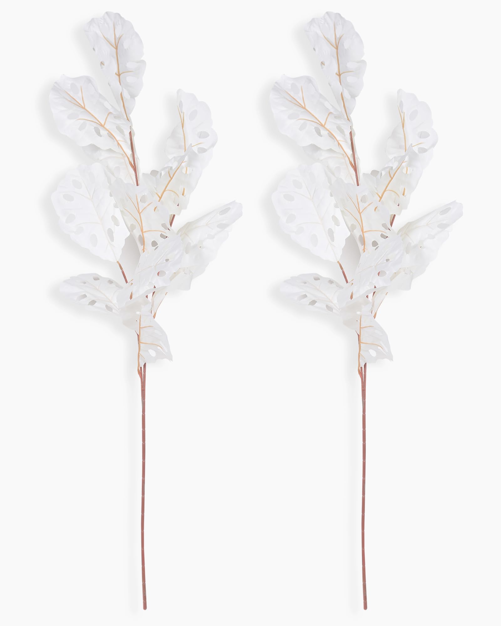 Homesake® Faux Long Monstera Leaf Stems, Set of 2 Artificial Branches with 5 Sticks Each, Pot Not Included, Decorative Plant for Vase, Tabletop, Living Room, Home Décor, Green