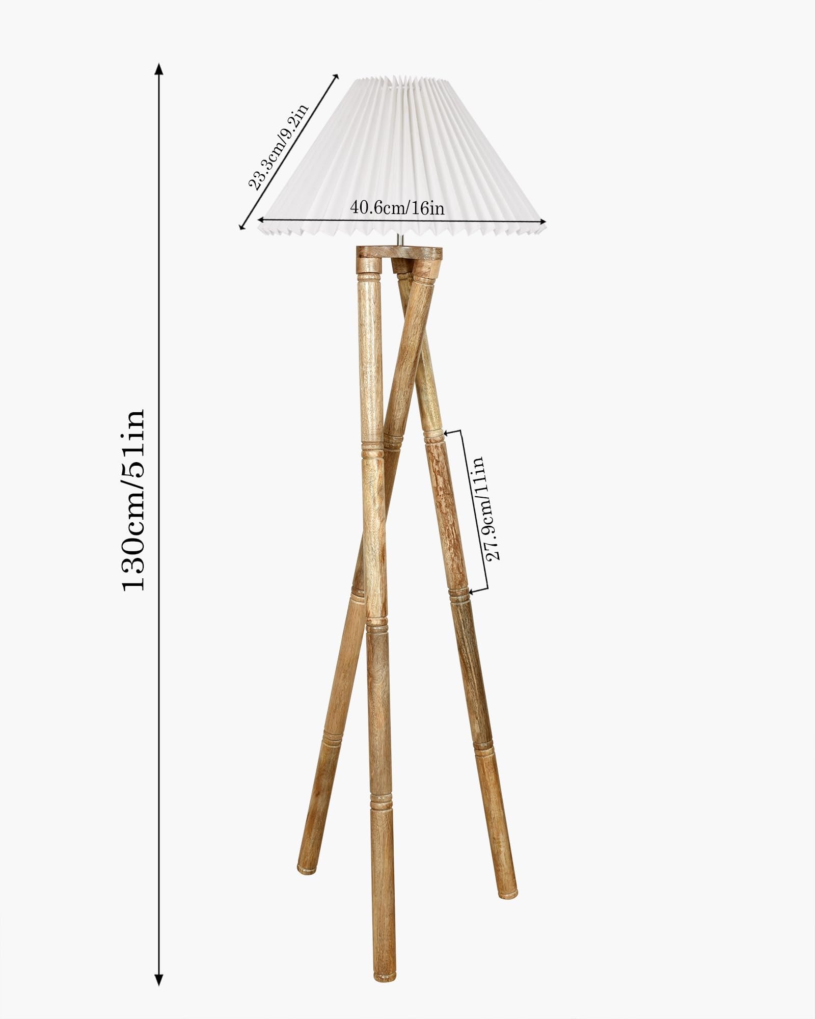 Cross-leg Wood Tripod Floor Lamp, Mid Century Standing Lamp, E27 Lamp Base, With Shade Modern Design Floor Reading Lamp for Living Room Bedroom, Study Room and Office