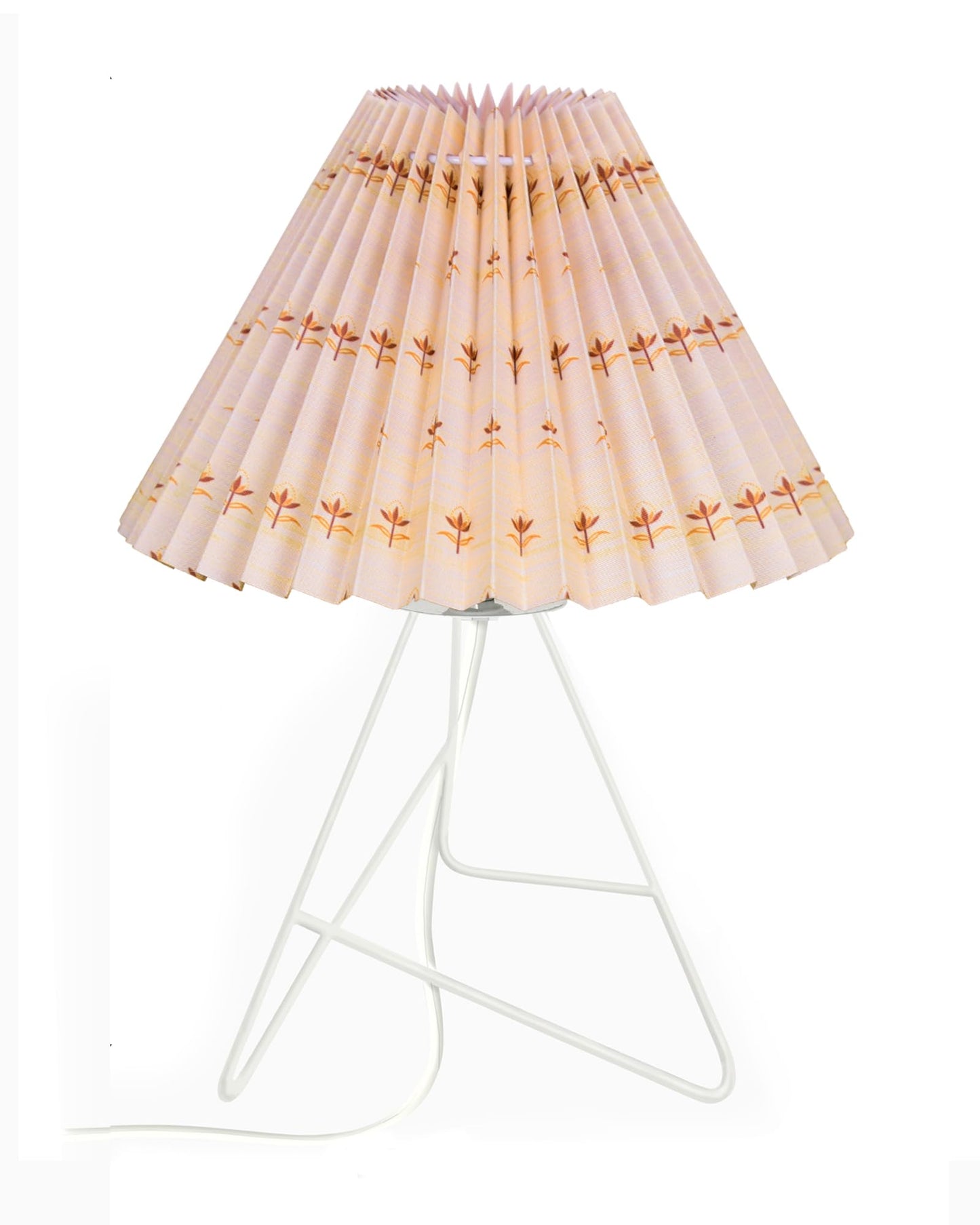 Retro Down to the Wire Metal Table Lamp with Fabric Shade, Bedside Lamp Gift Housewarming Home Living Room, Pleated shade