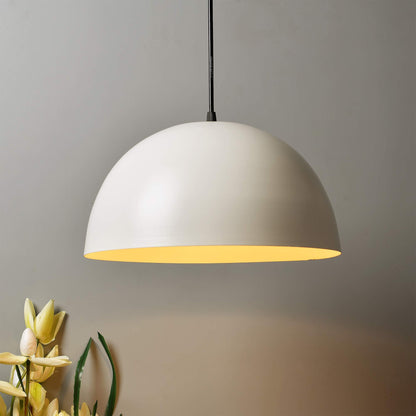 Homesake® Modern Hanging Dome Pendant Light | Minimalist Hanging Ceiling Lamp | White Metal Shade | Contemporary Home Decor Lighting Fixture | Ideal for Living Room, Dining Room, Kitchen, Bedroom