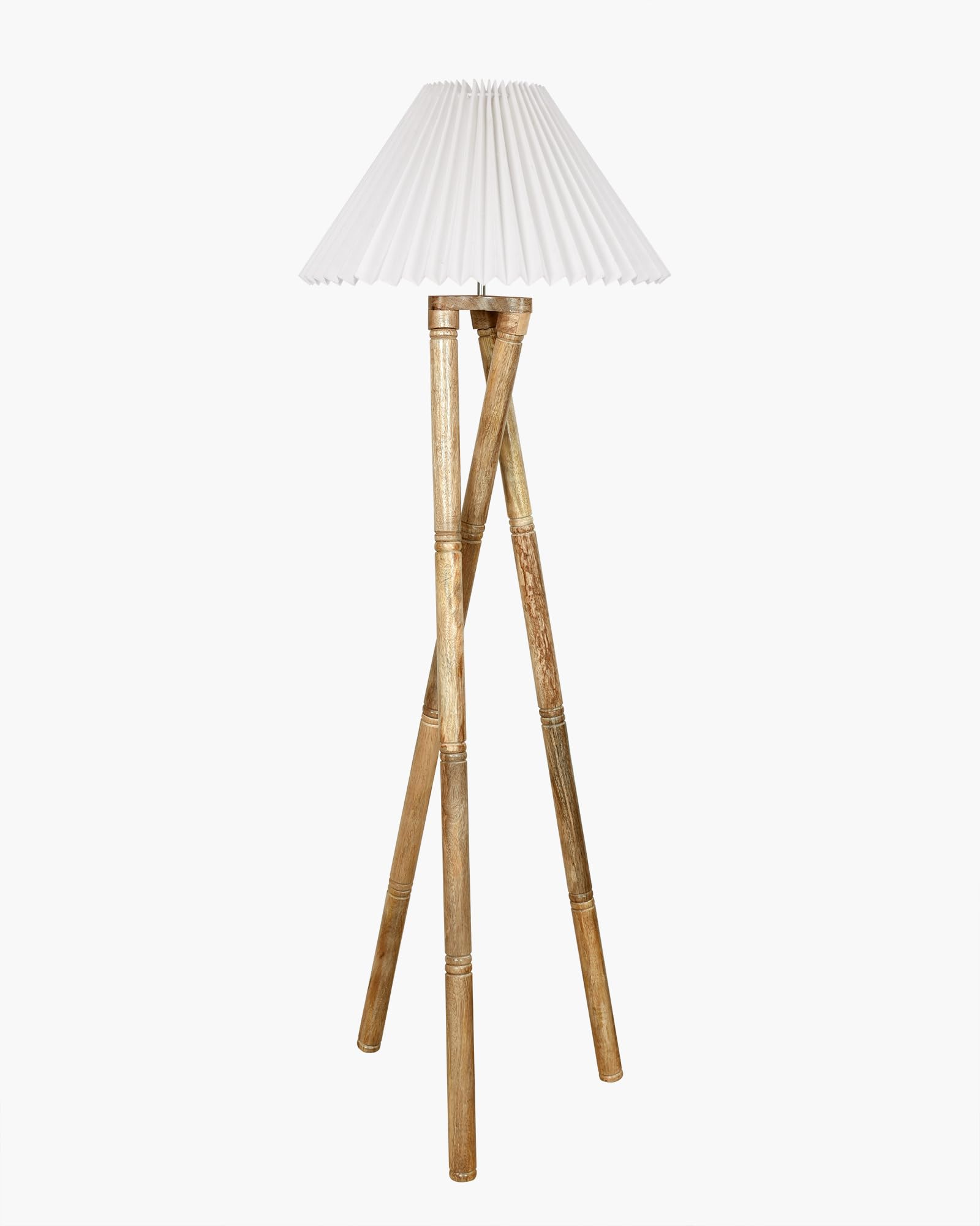 Cross-leg Wood Tripod Floor Lamp, Mid Century Standing Lamp, E27 Lamp Base, With Shade Modern Design Floor Reading Lamp for Living Room Bedroom, Study Room and Office