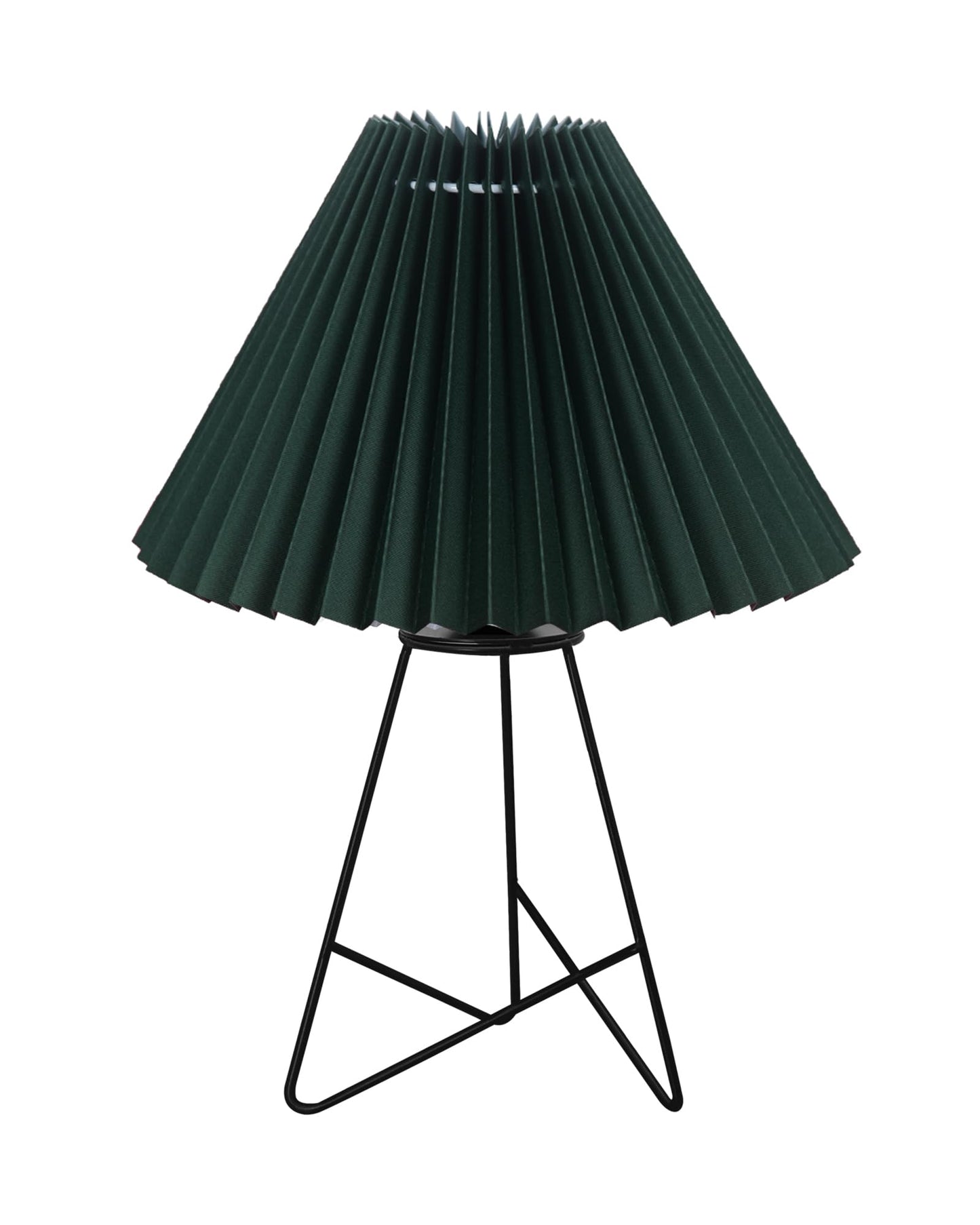 Homesake® Retro Matt Black Table Lamp, Iron Tripod Base, E27 Bulb Holder, Lamps for Bedroom, Bedside, Living Room, Study, Desk, Warm Night Lamp, Light, Pleated Fabricc