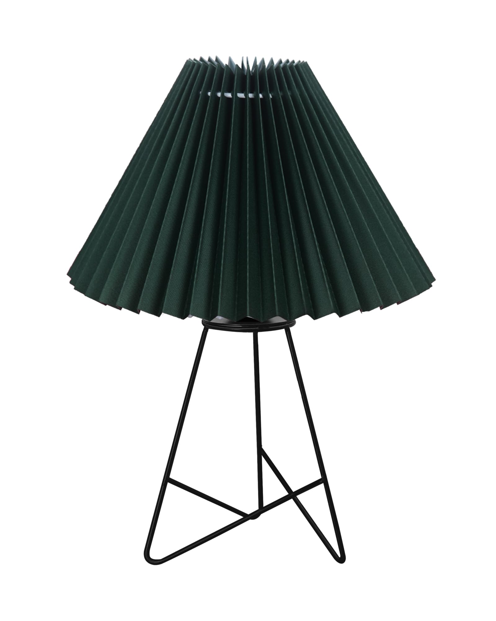 Homesake® Retro Matt Black Table Lamp, Iron Tripod Base, E27 Bulb Holder, Lamps for Bedroom, Bedside, Living Room, Study, Desk, Warm Night Lamp, Light, Pleated Fabricc
