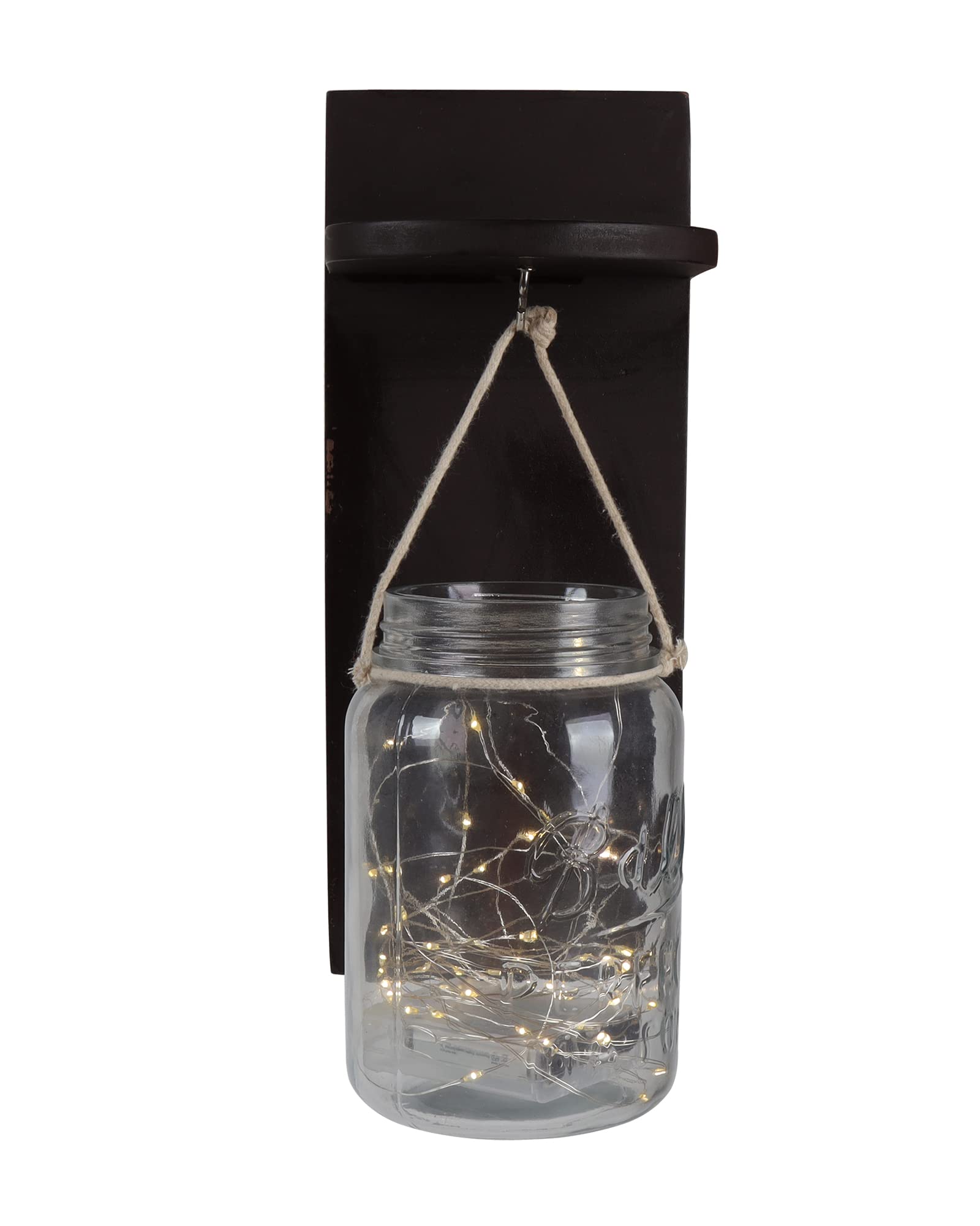Homesake® Rustic Mason Jar Wall Scones with Firefly String Lights, ramadan decorations for home, ramzan decoration items festive decor, home decoration items for living room (Wall Mason Jar)