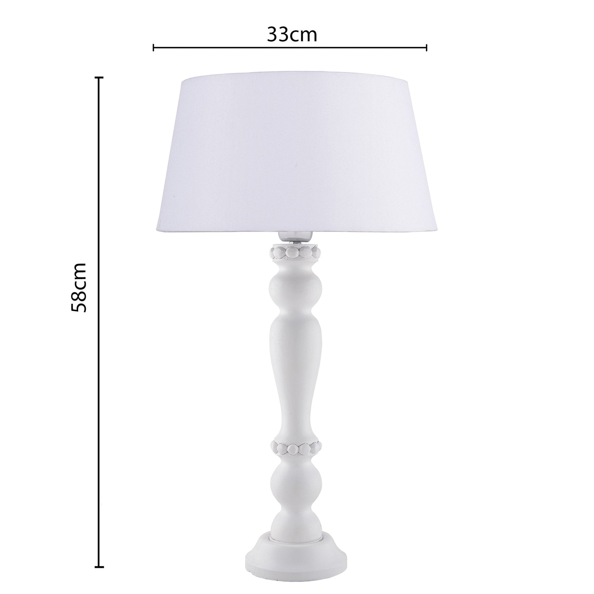 Homesake® Eureka Polka White Wood Table Lamp with White Drum Shade for Living Room, Home Decor, Bedroom