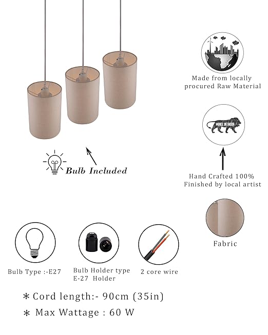 3-lights Linear Cluster Chandelie shade hanging Pendant Light, kitchen area and dining room light