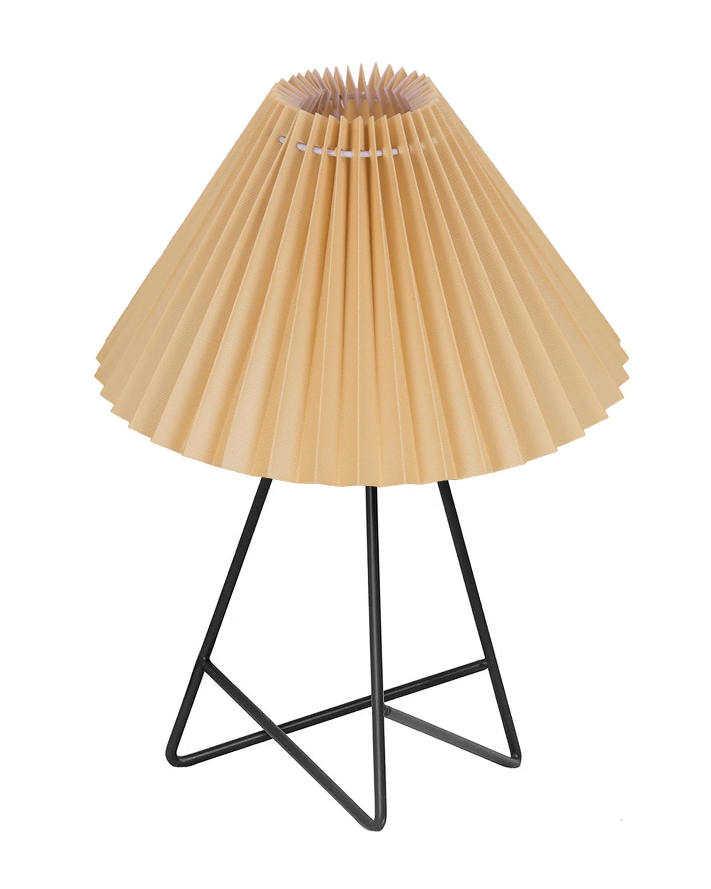 Homesake® Retro Matt Black Table Lamp, Iron Tripod Base, E27 Bulb Holder, Lamps for Bedroom, Bedside, Living Room, Study, Desk, Warm Night Lamp, Light, Pleated Fabricc