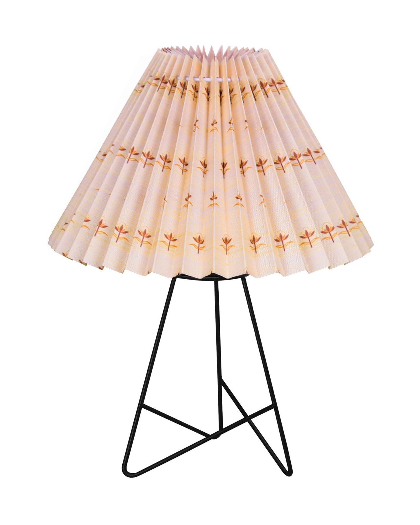 Homesake® Retro Matt Black Table Lamp, Iron Tripod Base, E27 Bulb Holder, Lamps for Bedroom, Bedside, Living Room, Study, Desk, Warm Night Lamp, Light, Pleated Fabricc