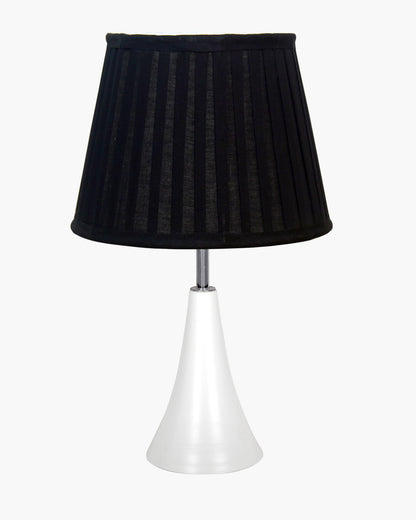 Farmhouse Matt Table Lamp for Bedroom, White Modern Bedside Lamps for Living Room, Rustic Table Light for Night Stands, Dorm, Office, Home Décor Fabric Shade, E27 holder, Inverto, Iris Cone