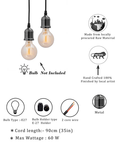 Homesake® Edison Filament Metallic Black Bronze Bulb Holder, Urban, Retro, Nordic Style, With Fixture, Set of 2