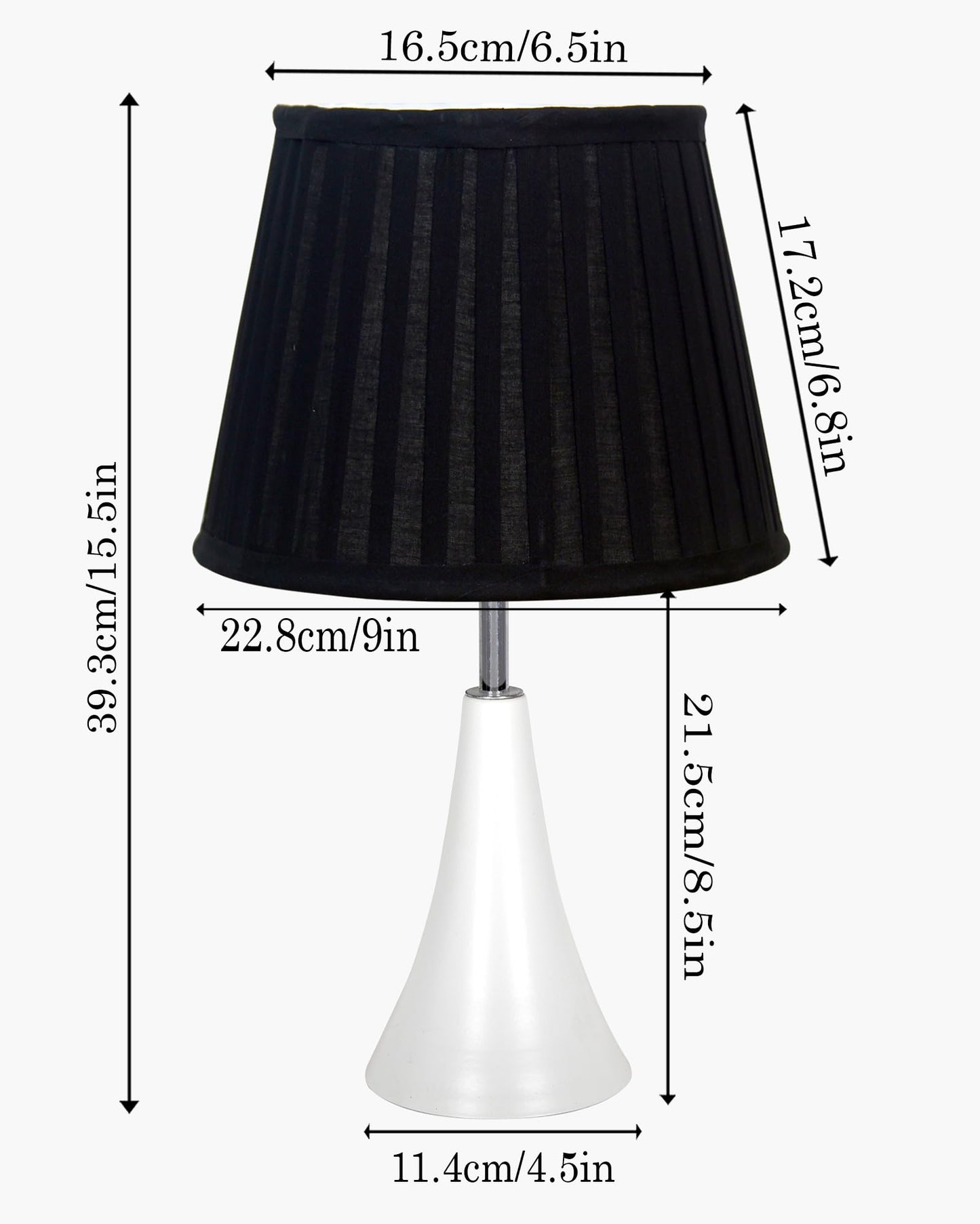 Farmhouse Matt Table Lamp for Bedroom, White Modern Bedside Lamps for Living Room, Rustic Table Light for Night Stands, Dorm, Office, Home Décor Fabric Shade, E27 holder, Inverto, Iris Cone